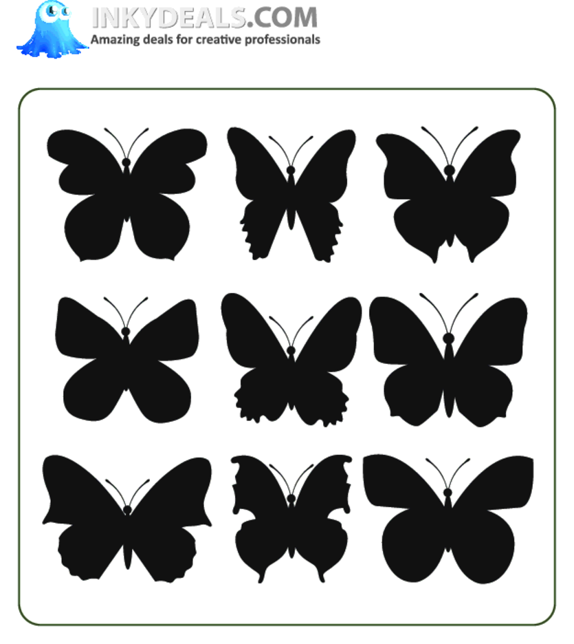 Шаблон бабочки для вырезания из бумаги на стену разных размеров .