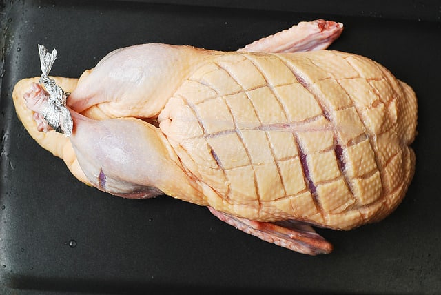 Tie the duck legs with butcher’s twine or butcher
