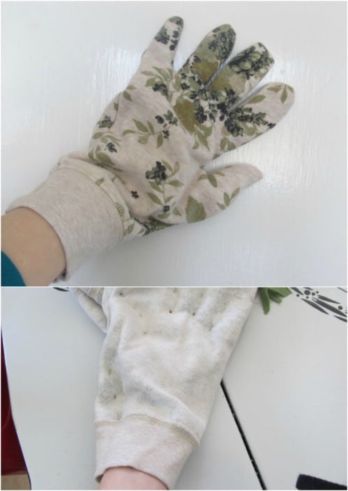 Easy Upcycled Sweatshirt Gardening Gloves