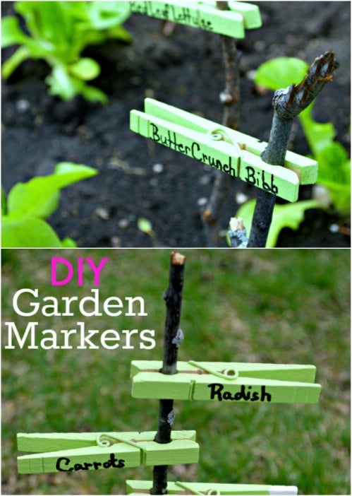 Cute DIY Clothespin Garden Markers