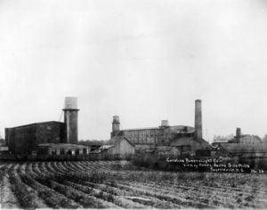 old black and white photo of a silk mill in Fayatteville, NC circa 1910